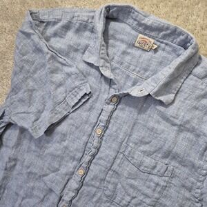 Faherty Palma Linen Shirt Mens 2XL Light Blue Lightweight Comfort Beach Dad Camp